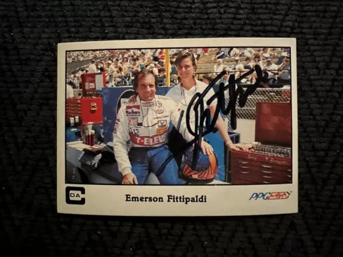 SIGNED TRADING CARD INDY CAR INDIANAPOLIS 500 EMERSON FITTIPALDI COLLECTIBLE MEMORABILIA
