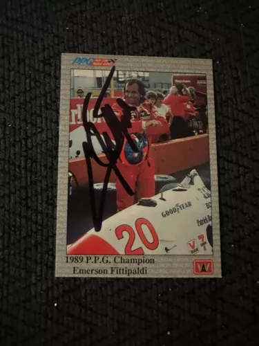 SIGNED TRADING CARD INDY CAR INDIANAPOLIS 500 EMERSON FITTIPALDI COLLECTIBLE MEMORABILIA
