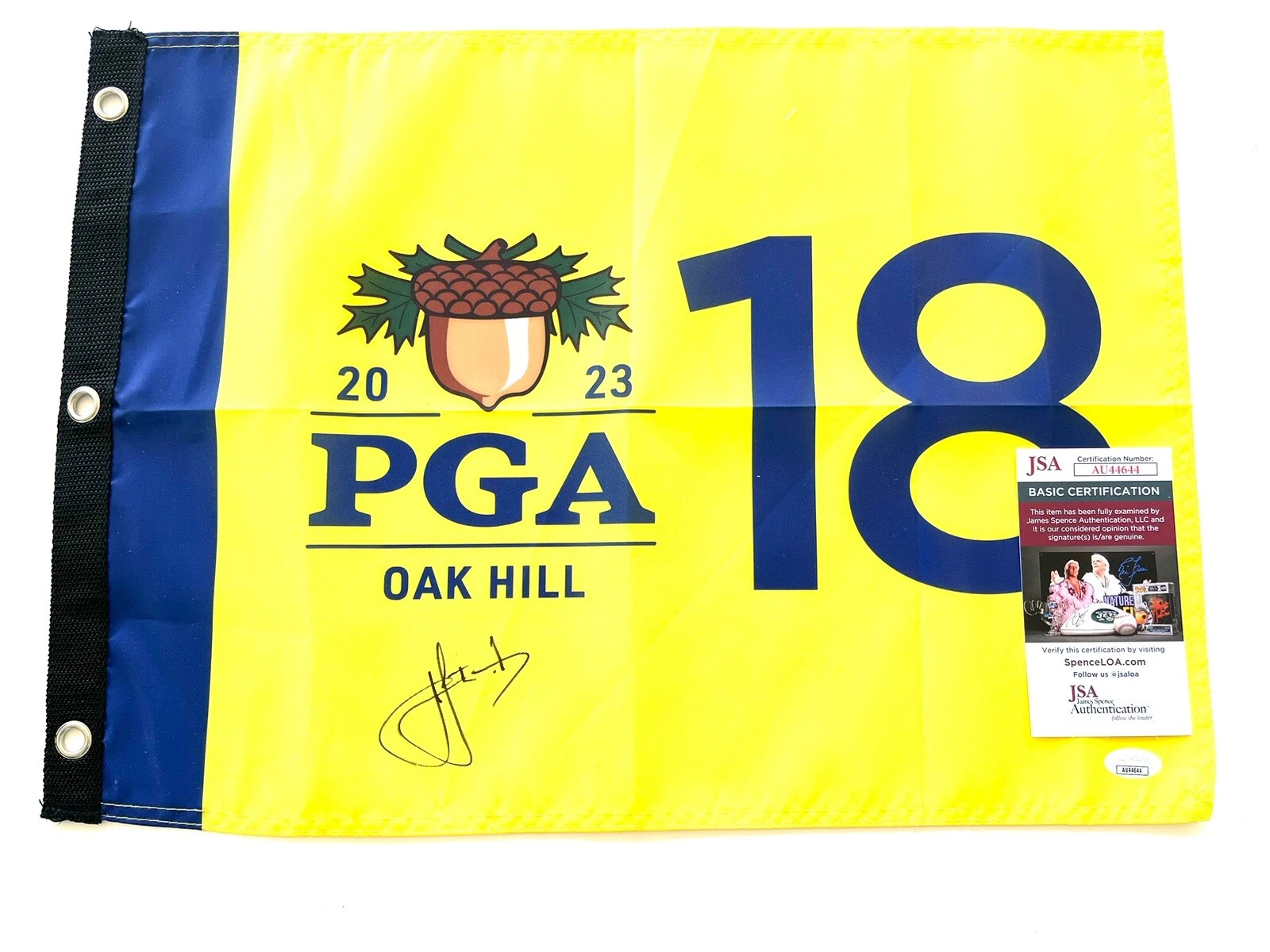 Cam Smith Signed 2023 Oak Hill PGA Championship Pin Flag Major JSA