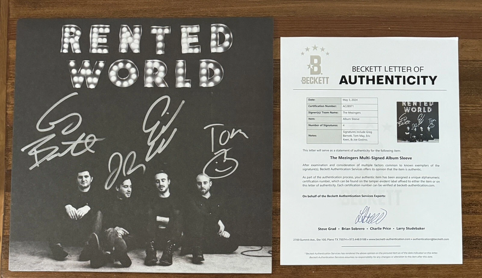 BAND SIGNED The Menzingers Rented World Galaxy Vinyl AUTOGRAPHED BAS Beckett COA