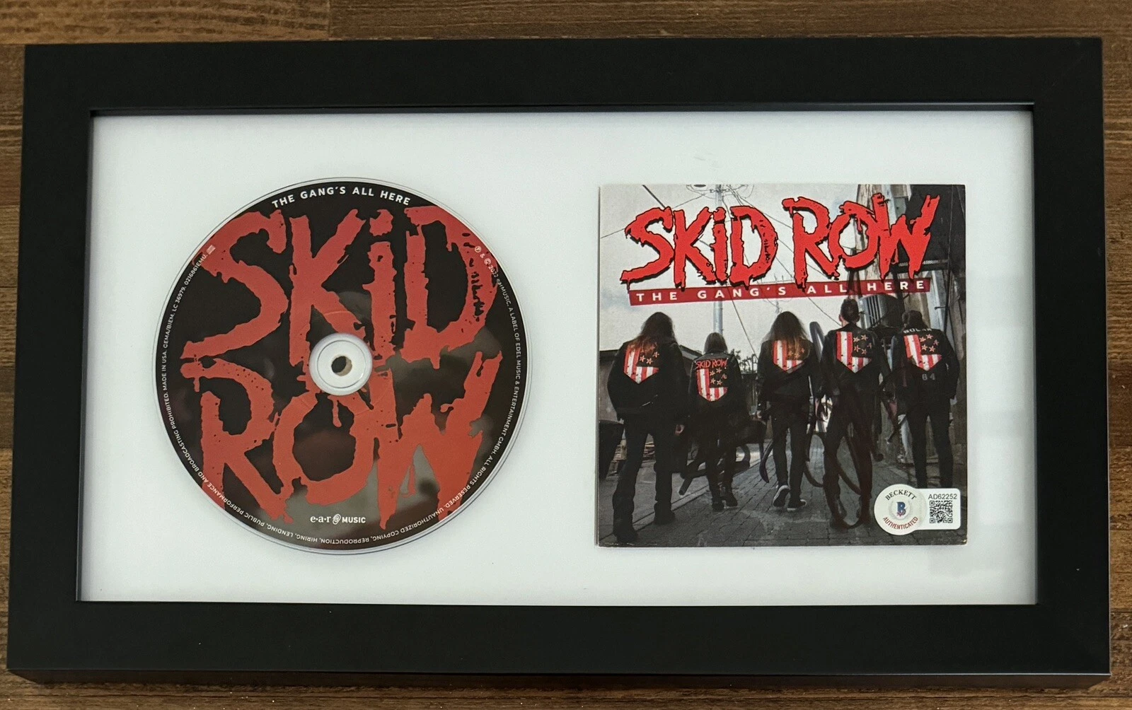 FRAMED BAND SIGNED Skid Row Gangs All Here Autographed CD CARD BAS Beckett COA