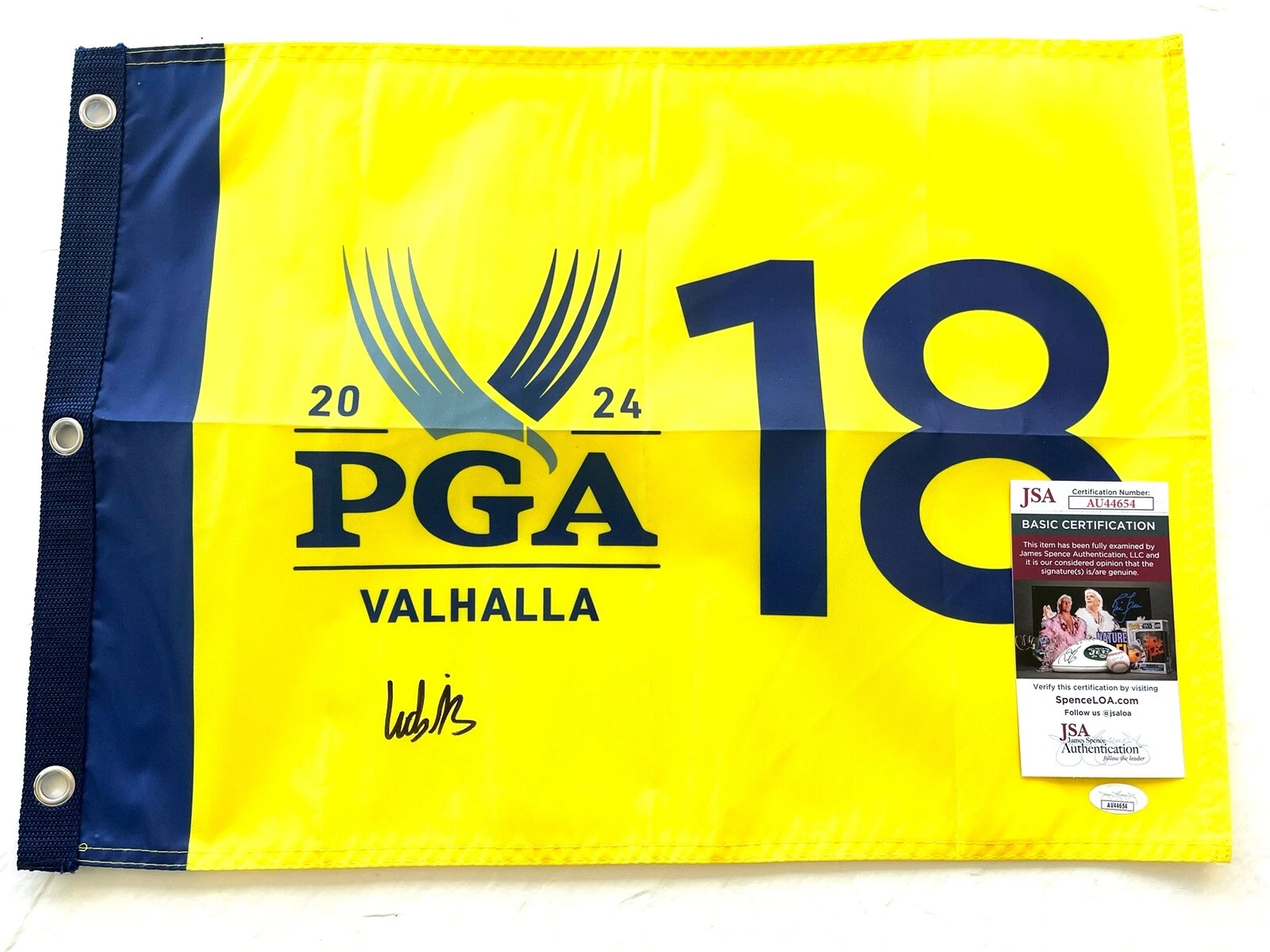 Ludvig Aberg Hand Signed 2024 PGA Championship Pin Flag Valhalla Major #4 JSA