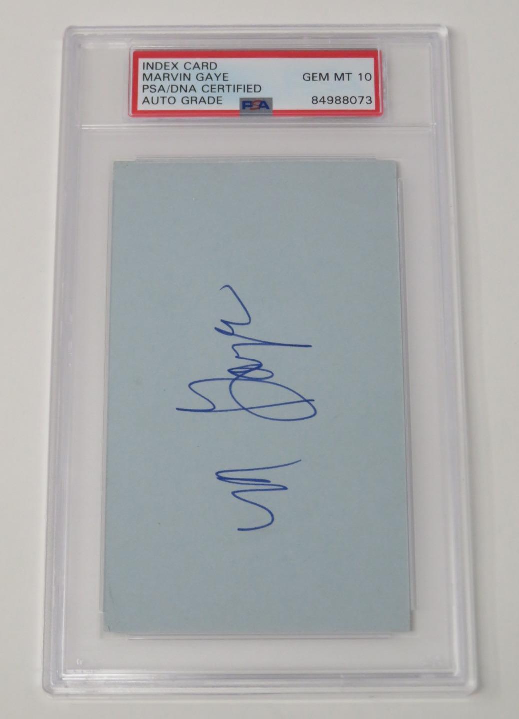 MARVIN GAYE Signed Autograph 3x5 Index Card Cut Page Slab JSA PSA 10 Auto