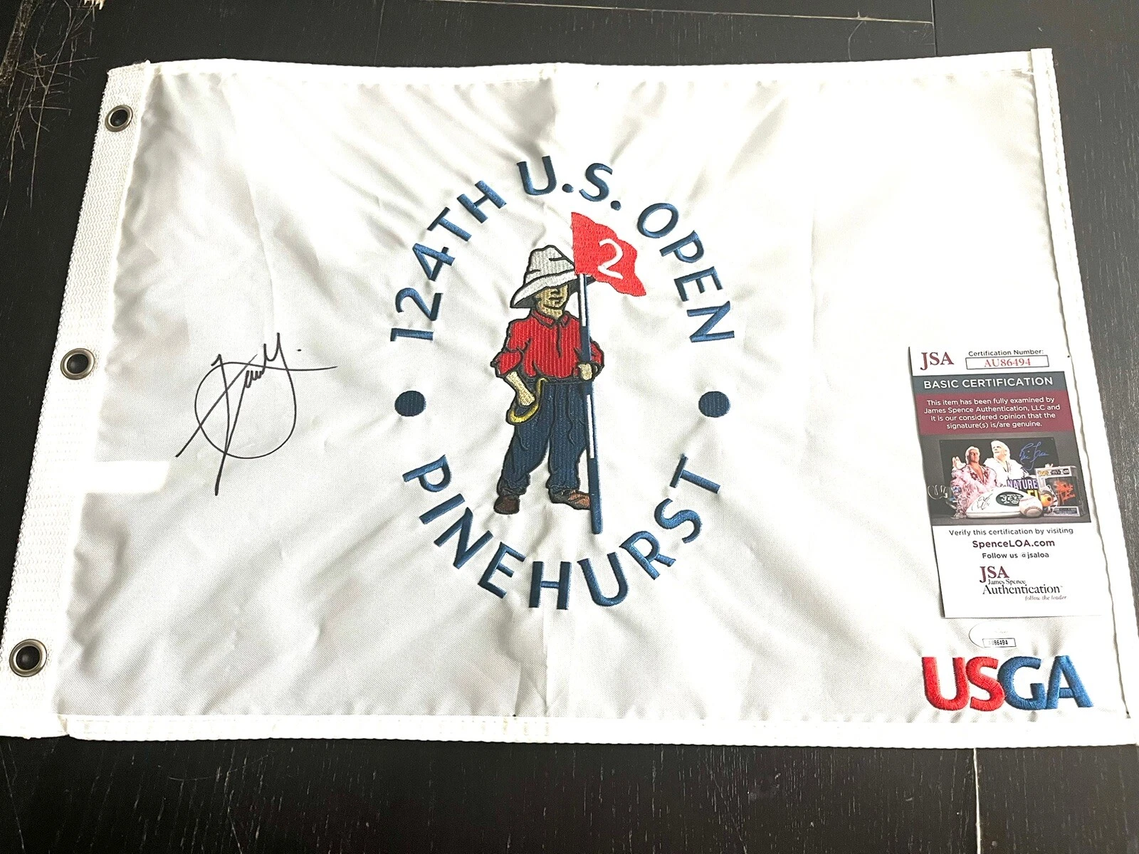 XANDER SCHAUFFELE Hand Signed 2024 US Open Pin Flag PGA Pinehurst JSA CERT