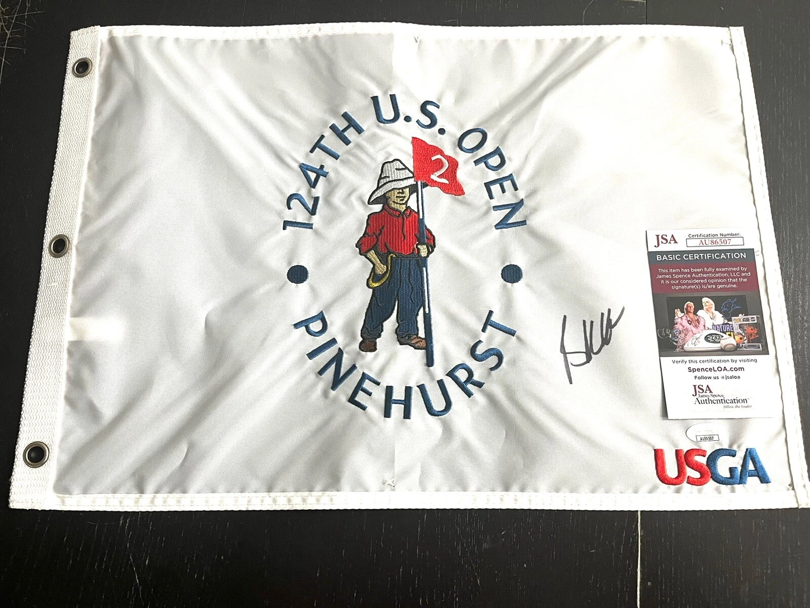 Brooks Koepka Hand Signed 2024 US Open Flag Pinehurst PGA JSA CERT #2