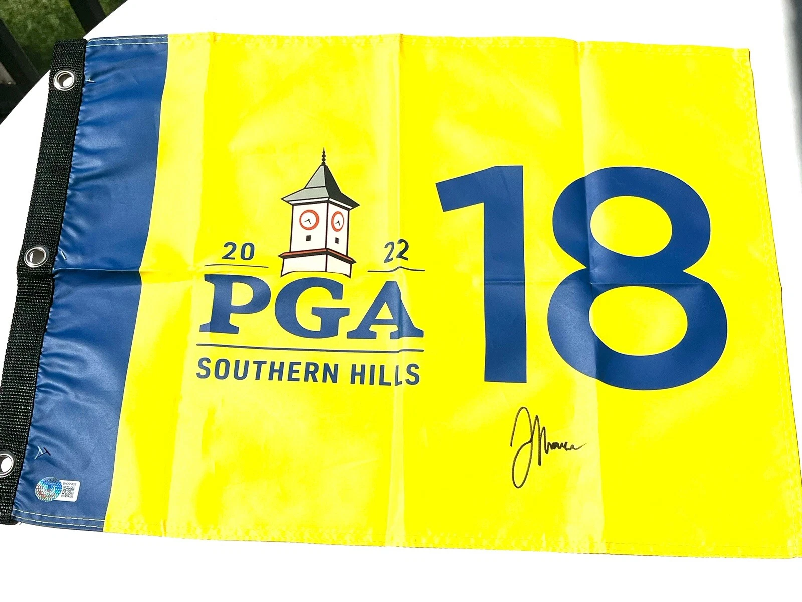 Justin Thomas Signed 2022 Southern Hills PGA Championship Pin Flag Beckett BAS