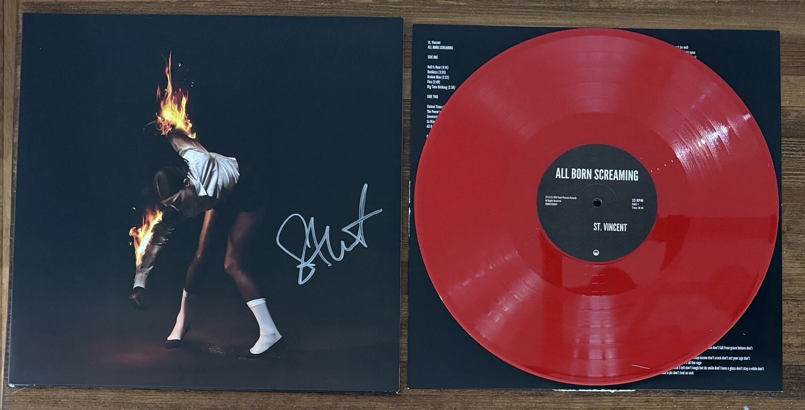 SIGNED ST VINCENT ALL BORN SCREAMING RED VINYL LP PSA DNA COA AUTOGRAPHED