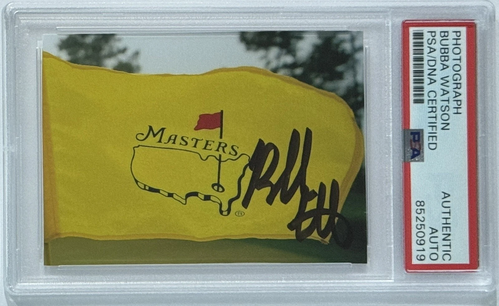 BUBBA WATSON SIGNED MASTERS FLAG CHAMPION AUGUSTA PICTURE PSA DNA COA AUTOGRAPH