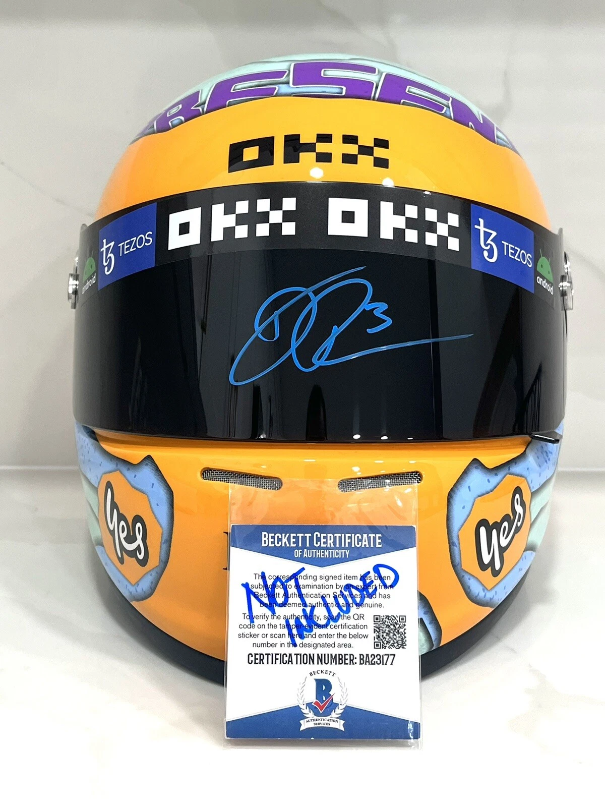 Daniel Ricciardo Signed 1:1 Full Size Replica Honey Badger Helmet Beckett Cert