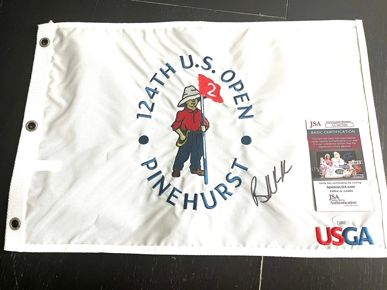 BROOKS KOEPKA HAND SIGNED 2024 US OPEN FLAG PINEHURST PGA JSA CERT #1 COLLECTIBLE MEMORABILIA