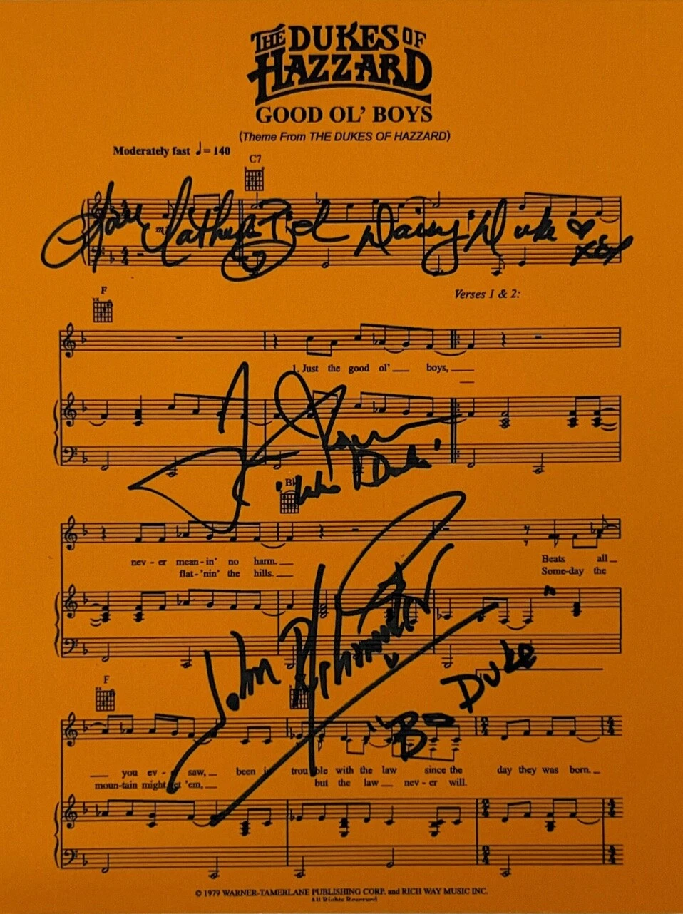 SCHNEIDER WOPAT BACH Signed Lyrics 