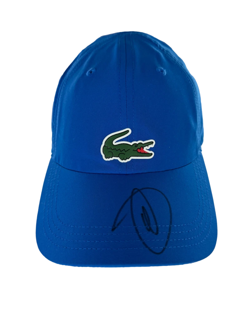 Novak Djokovic Signed Autograph Blue Lacoste Tennis Baseball Cap Hat Beckett COA