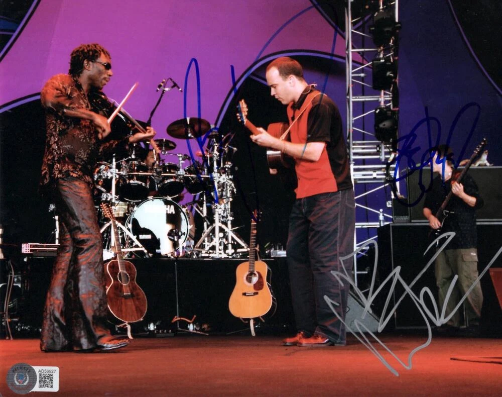 Dave Matthews Boyd Tinsley & Stefan Lessard Signed Autograph 8x10 Photo Beckett