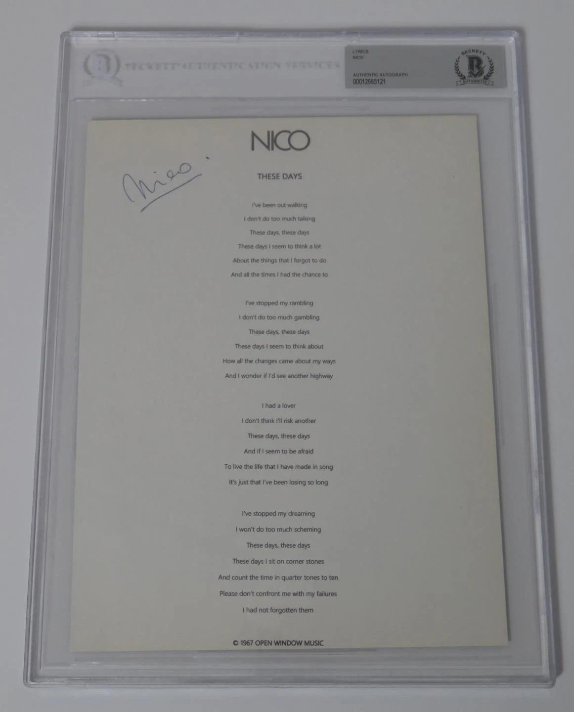 Nico VELVET UNDERGROUND Signed Autograph 