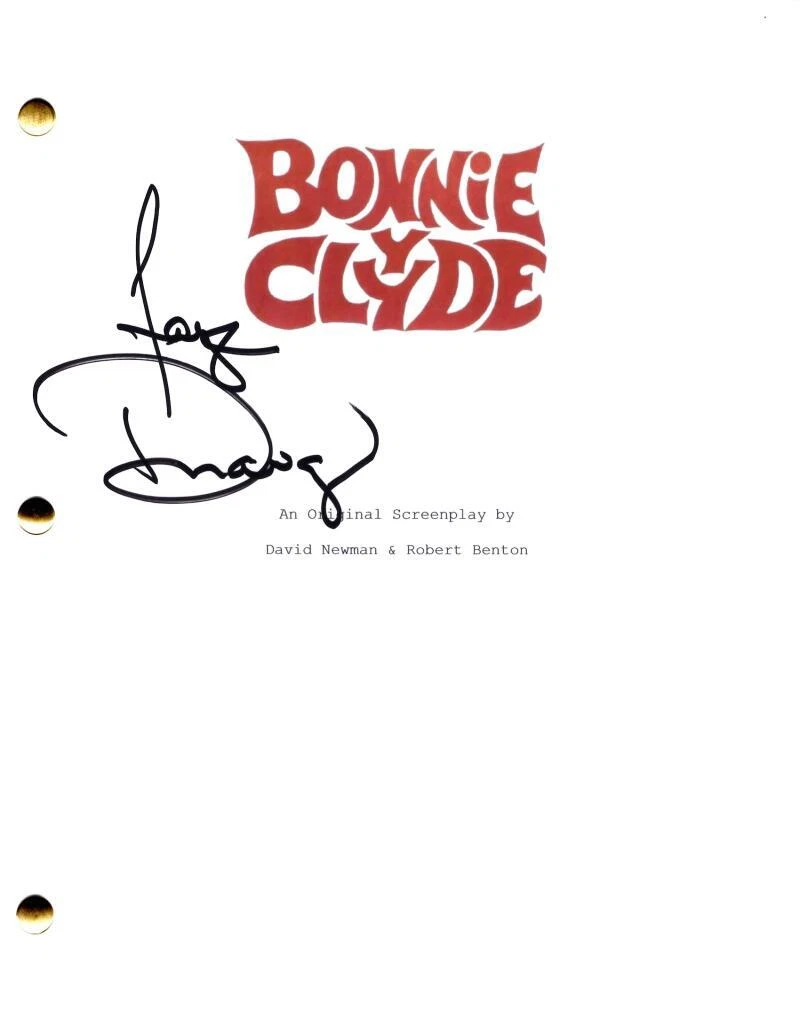 Faye Dunaway Signed Autograph Bonnie and Clyde Full Movie Script Screenplay