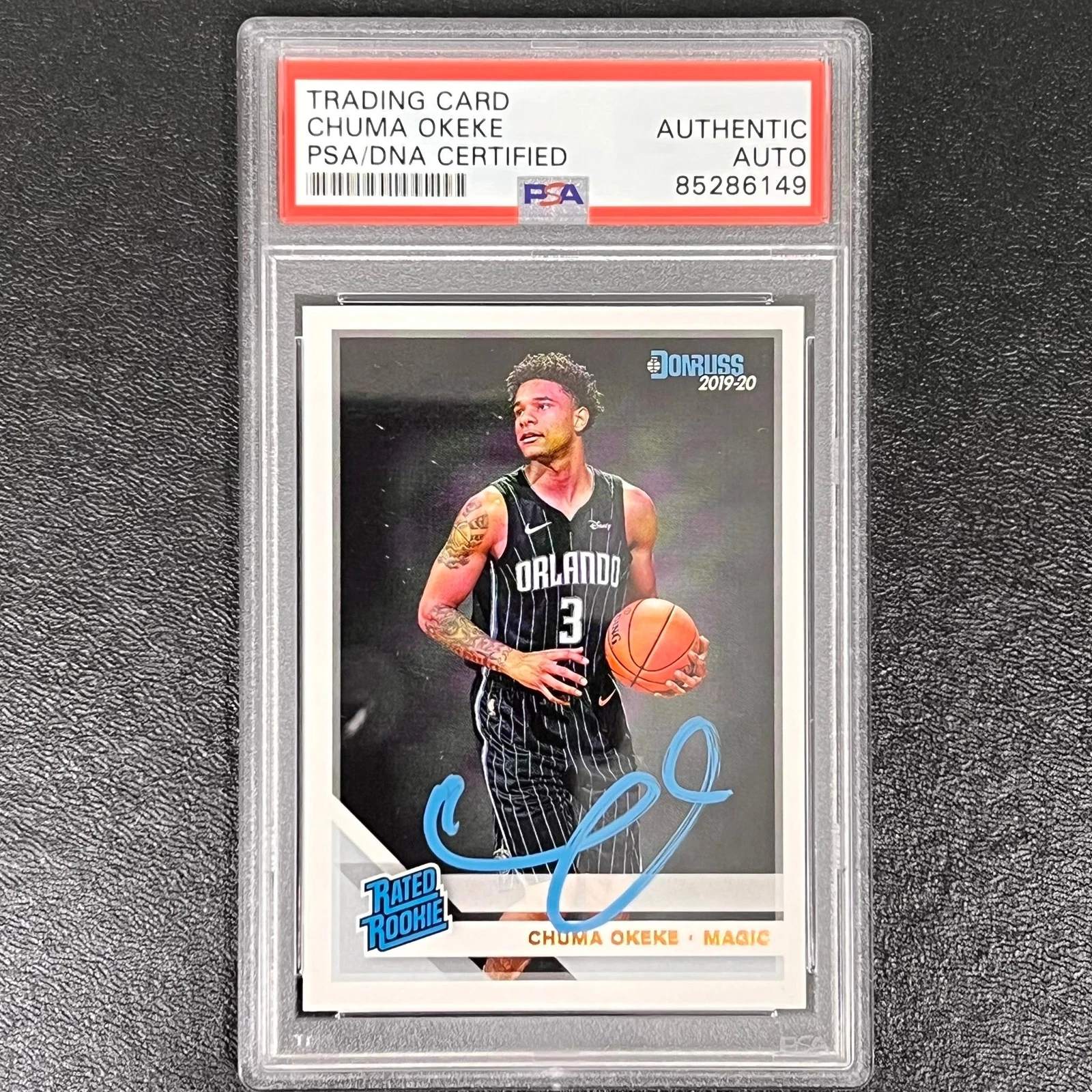 2019-20 Panini Donruss Rated Rookie #215 Chuma Okeke Signed Card AUTO PSA Slabbe