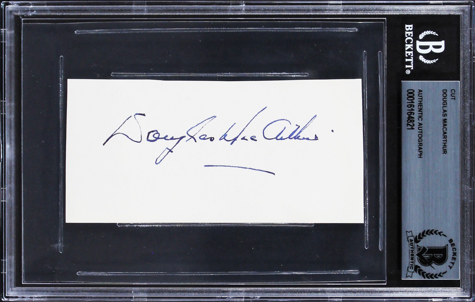 Douglas MacArthur Authentic Signed 2.15x4 Cut Signature BAS Slabbed