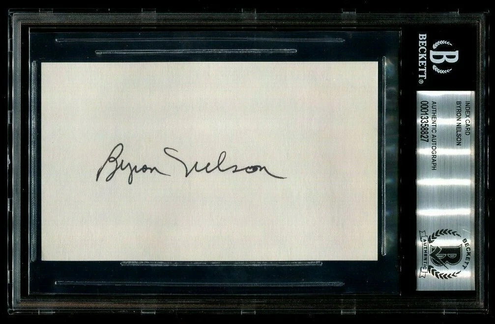 GOLF LEGEND BYRON NELSON signed autographed VINTAGE INDEX CARD BECKETT (BAS)