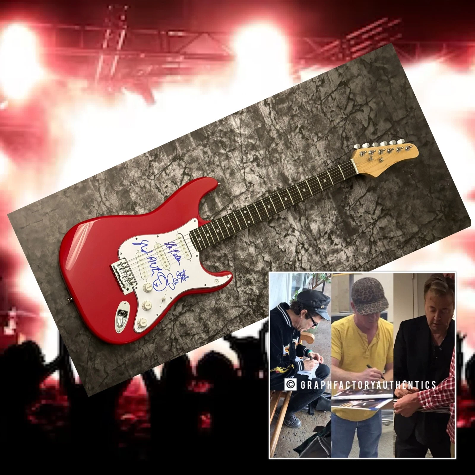 GFA Brian Setzer x3 Band * THE STRAY CATS * Signed Electric Guitar PROOF S6 COA