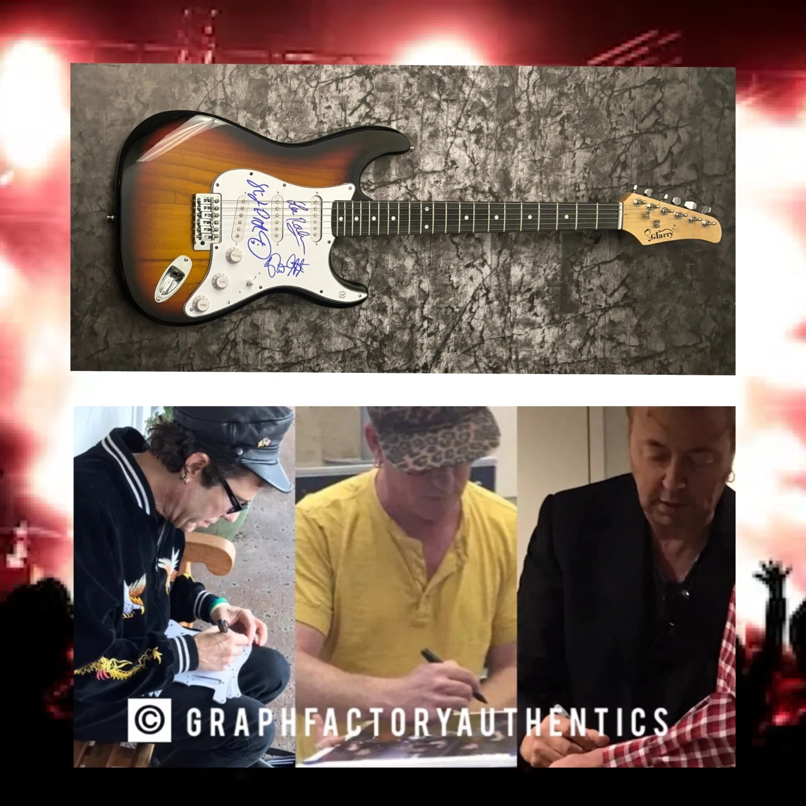 GFA Brian Setzer x3 Band * THE STRAY CATS * Signed Electric Guitar PROOF AD6 COA