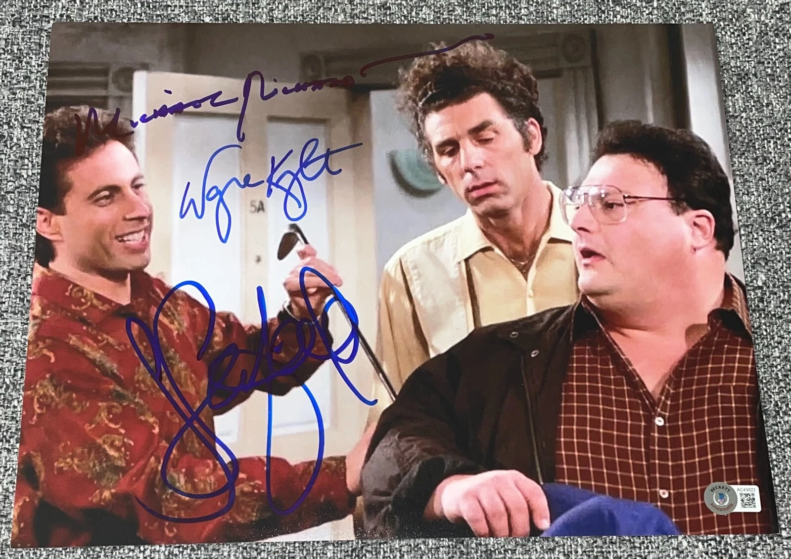 Jerry Seinfeld Michael Richards Wayne Knight Signed 11x14 