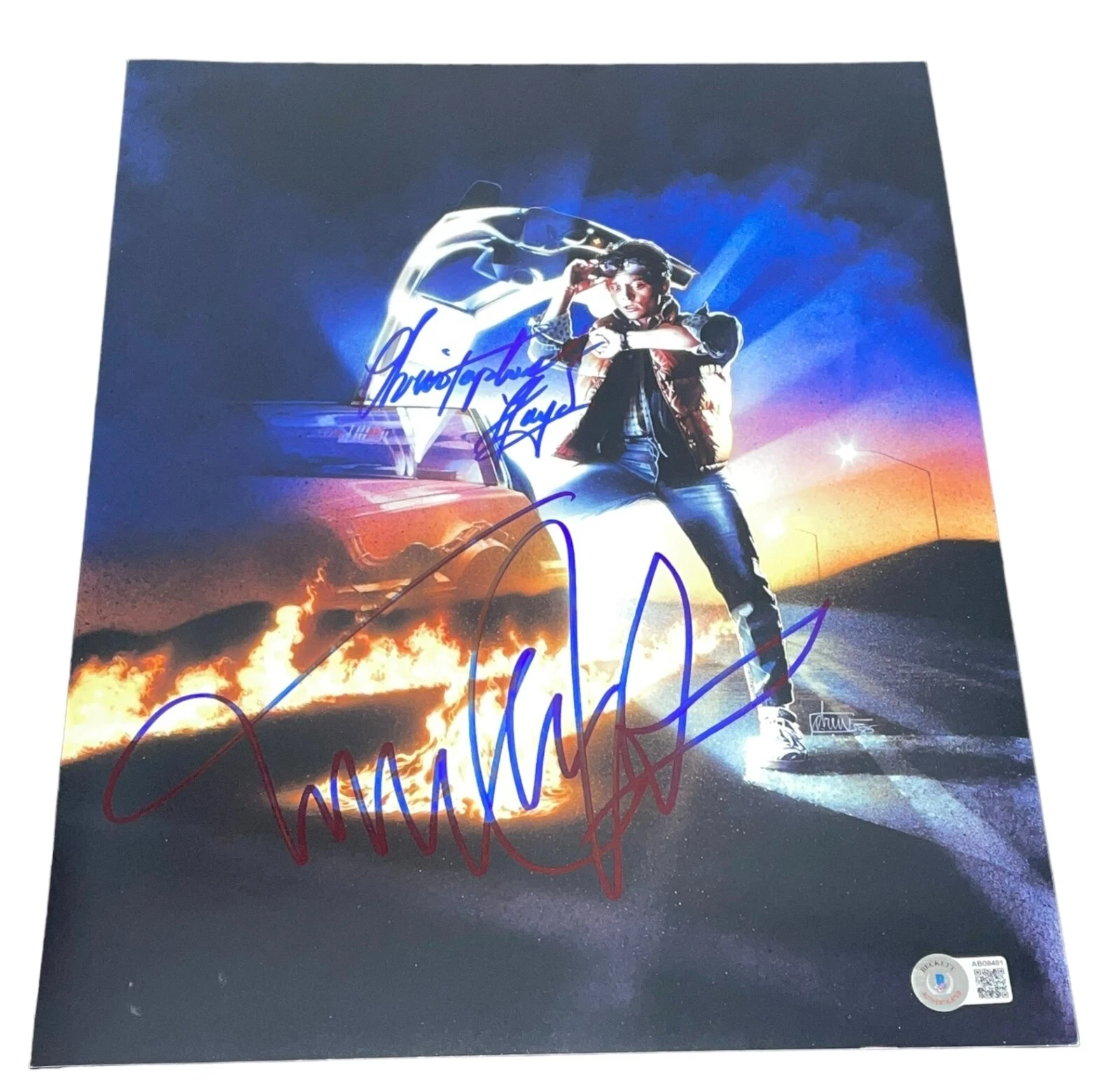 Michael J Fox Christopher Lloyd Signed Autograph 11x14 Back To The Future BAS B3