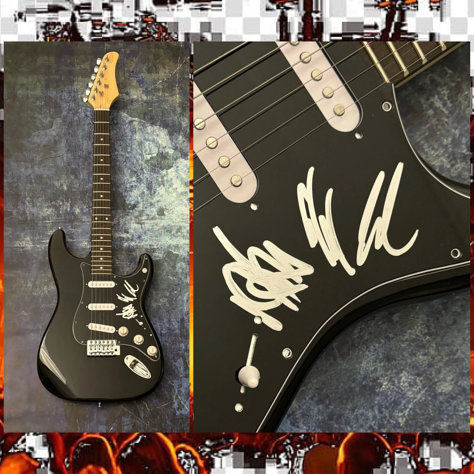 GFA Matty Mullins x3 Band * MEMPHIS MAY FIRE * Signed Electric Guitar PROOF COA