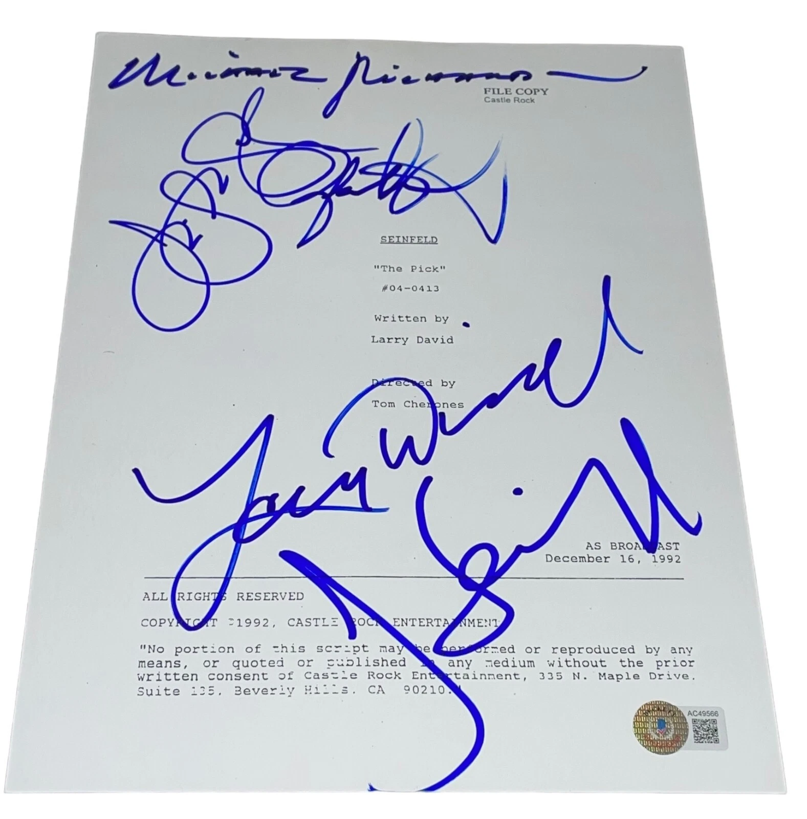 Seinfeld Cast 5+ Signed Autograph 