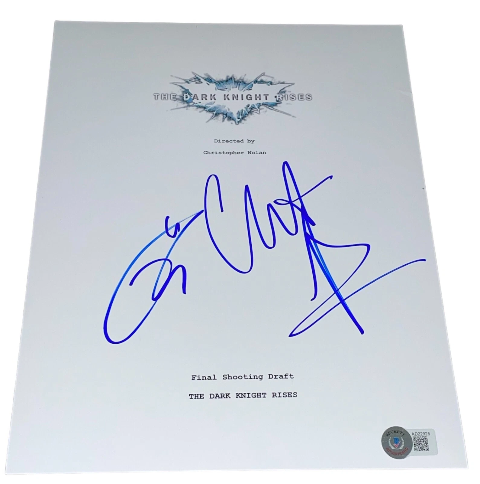 Christian Bale Tom Hardy Signed Auto The Dark Knight Rises Script Screenplay BAS