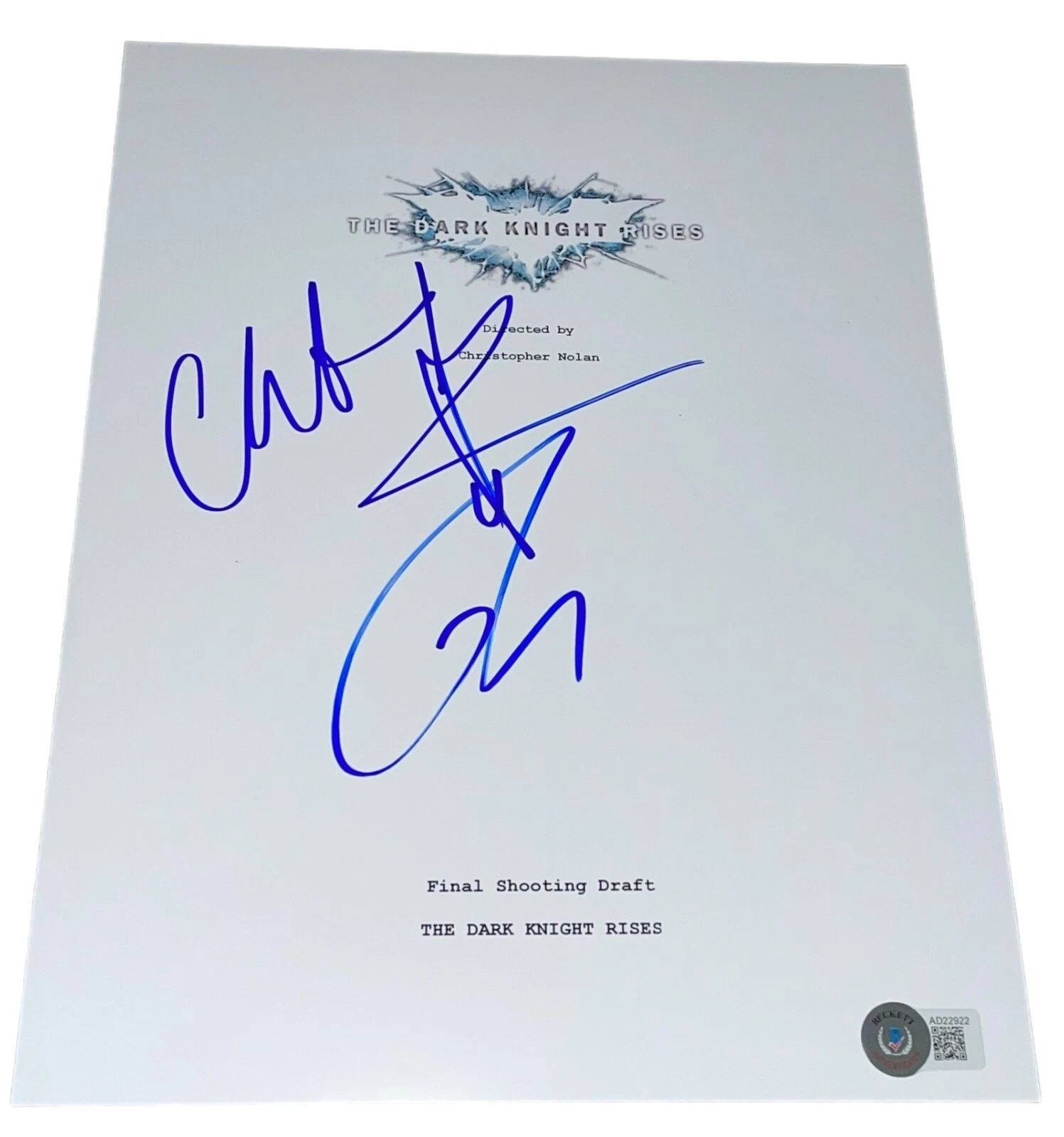 Christian Bale & Tom Hardy Signed The Dark Knight Rises Script Screenplay BAS B