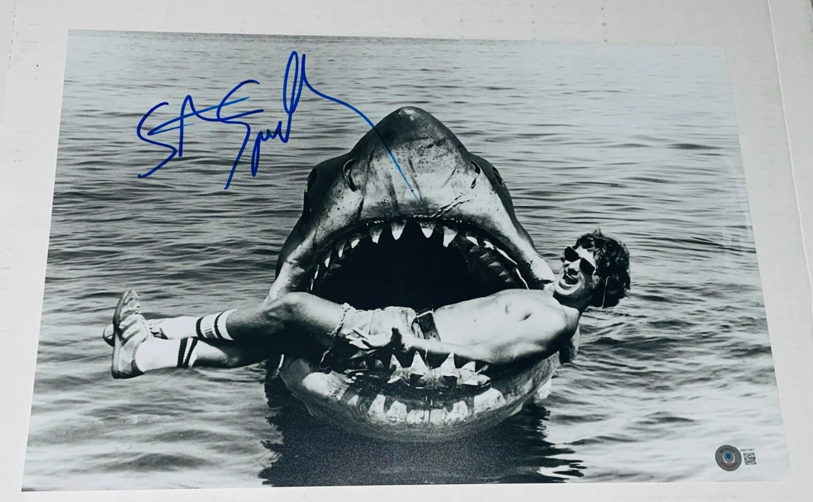 Steven Spielberg Signed Autograph 12x18 Photo Authentic Jaws Poster Beckett BAS