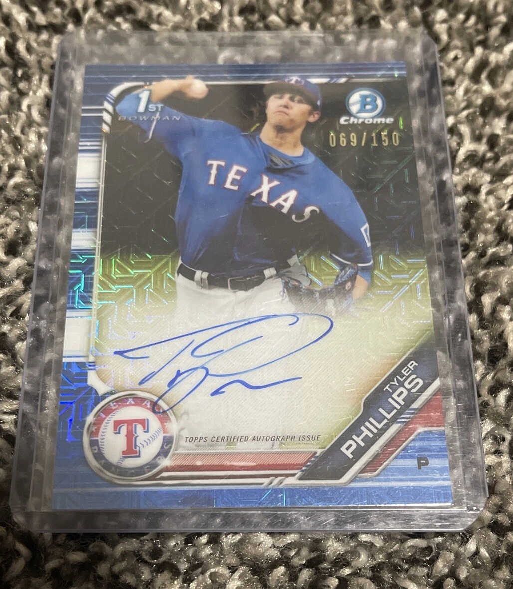 Tyler Phillips 2019 1st Bowman Chrome Blue Mojo 69/150 Refractor Auto Autograph