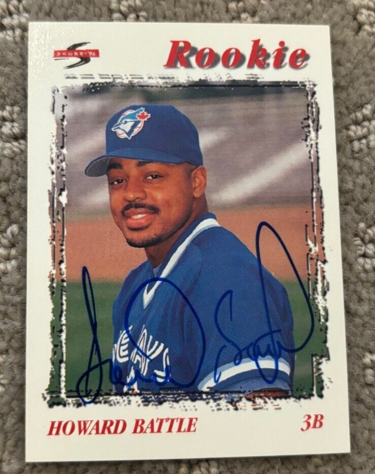 1996 Score Baseball #510 Howard Battle signed autographed card Toronto Blue Jays