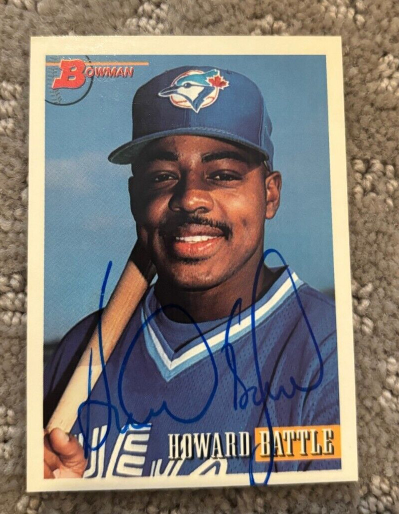 1993 Bowman Howard Battle #195 signed autographe Toronto Blue Jays Card