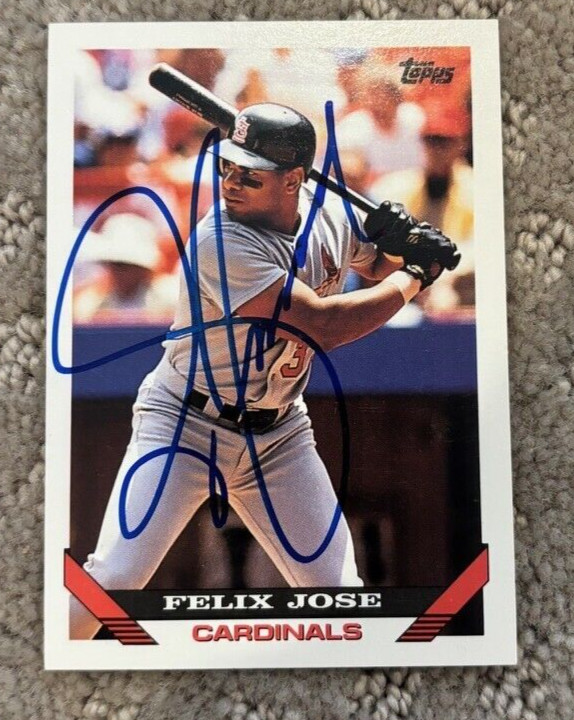 1993 Topps #67 Felix Jose St. Louis Cardinals signed autographed card