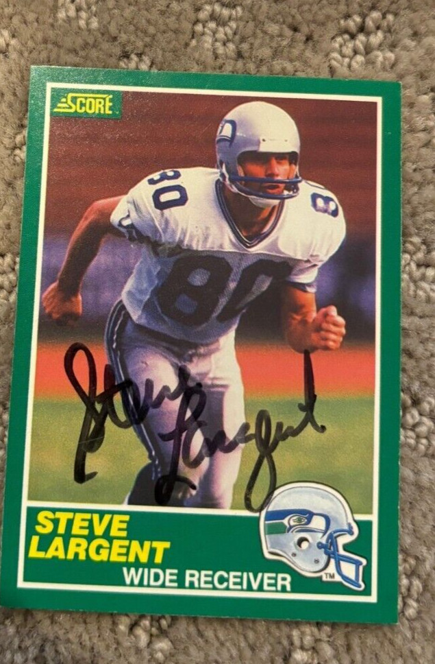 1989 SCORE FOOTBALL NFL STEVE LARGENT SIGNED AUTOGRAPHED SEATTLE SEAHAWKS CARD COLLECTIBLE MEMORABILIA