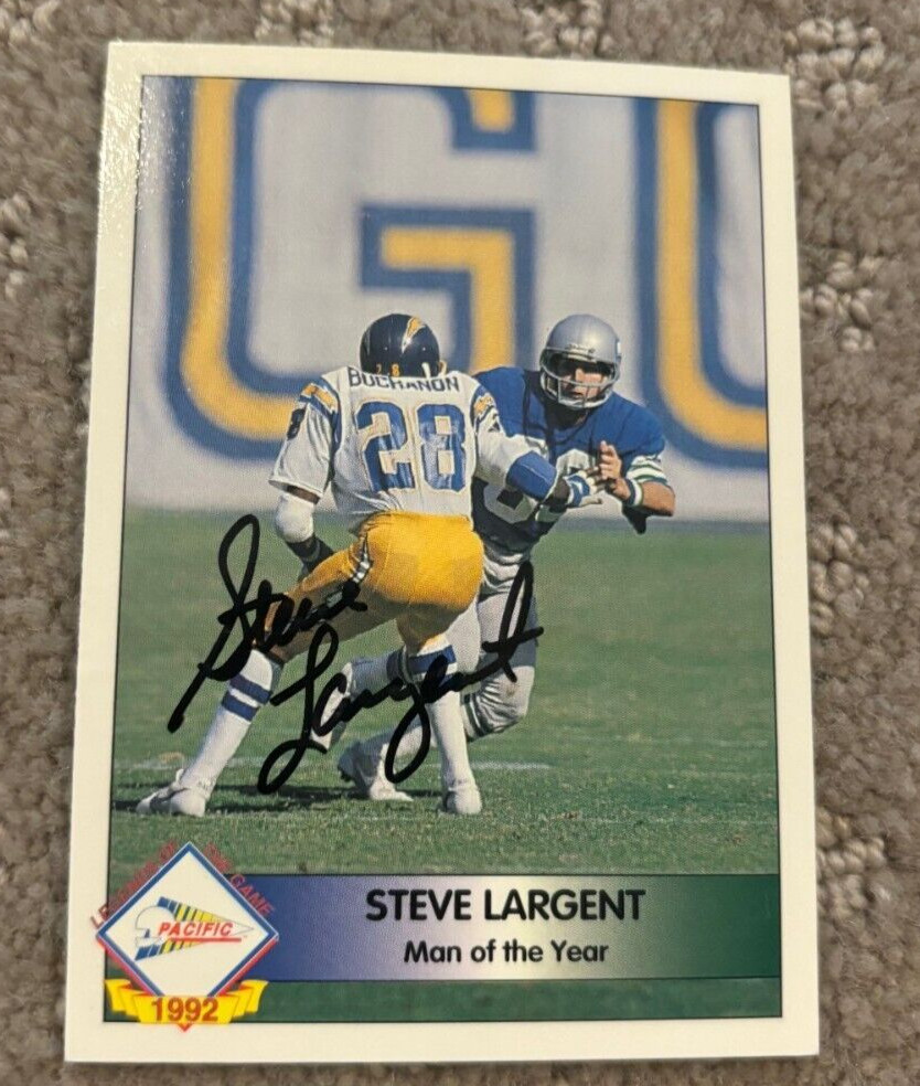 1992 Pacific #7 Steve Largent signed autographed card Seattle Seattle