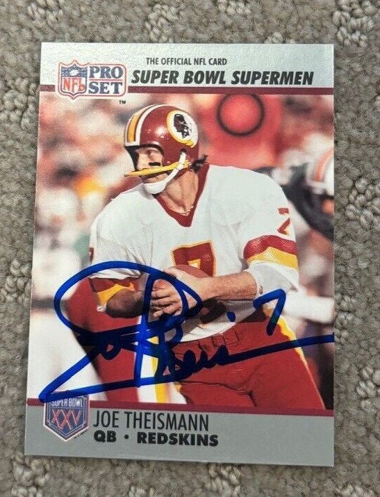 1990-91 PRO SET SUPER BOWL SUPERMEN #133 JOE THEISMANN SIGNED AUTOGRAPHED CARD COLLECTIBLE MEMORABILIA