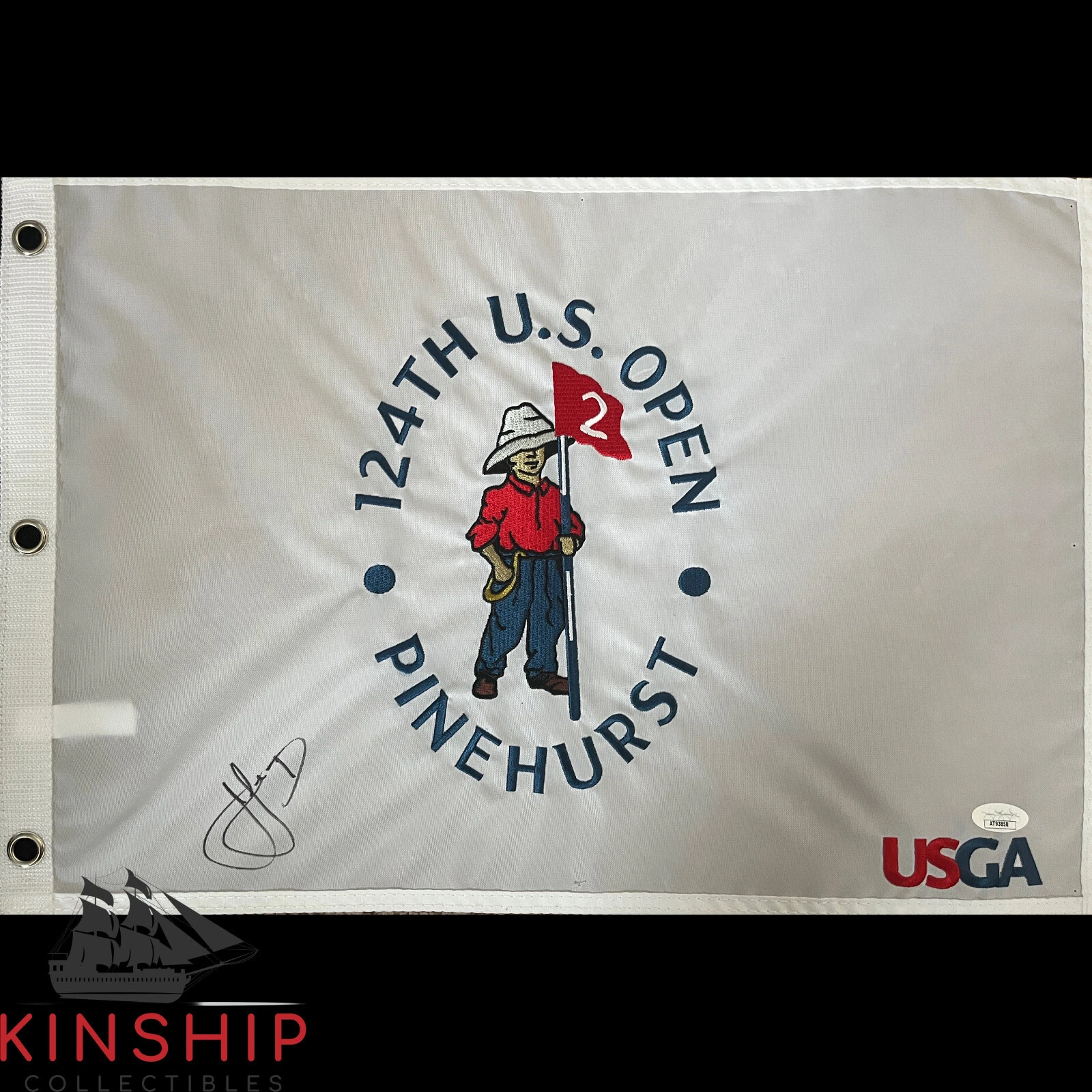 Cam Smith signed 2024 US Open Pinehurst Pin Flag JSA COA Masters Golf Auto G86