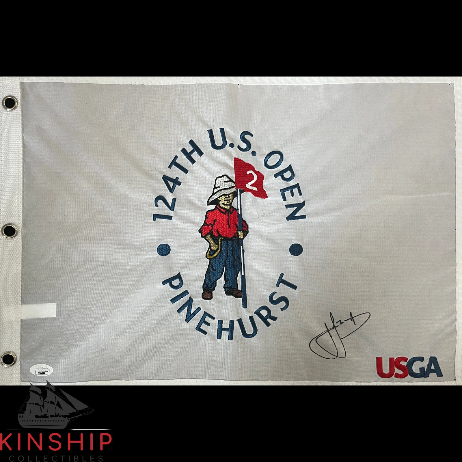 Cam Smith signed 2024 US Open Pinehurst Pin Flag JSA COA Masters Golf Auto G88