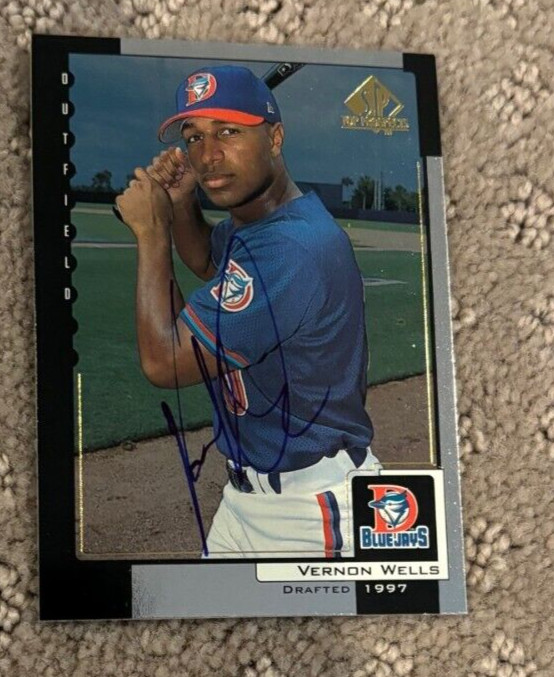 2000 SP Top Prospects #27 Vernon Wells signed autographed card Toronto Blue Jays
