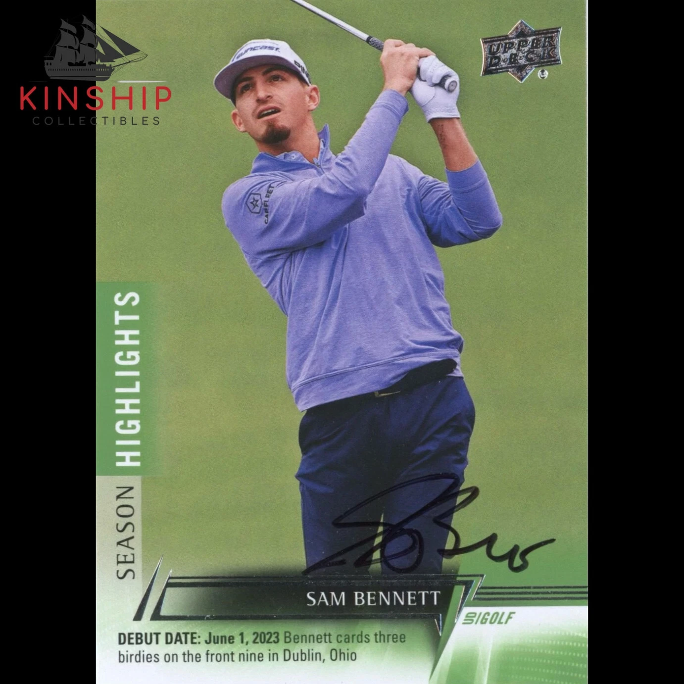 Sam Bennett signed 2024 Upper Deck Trading Card PGA Golf Auto R24