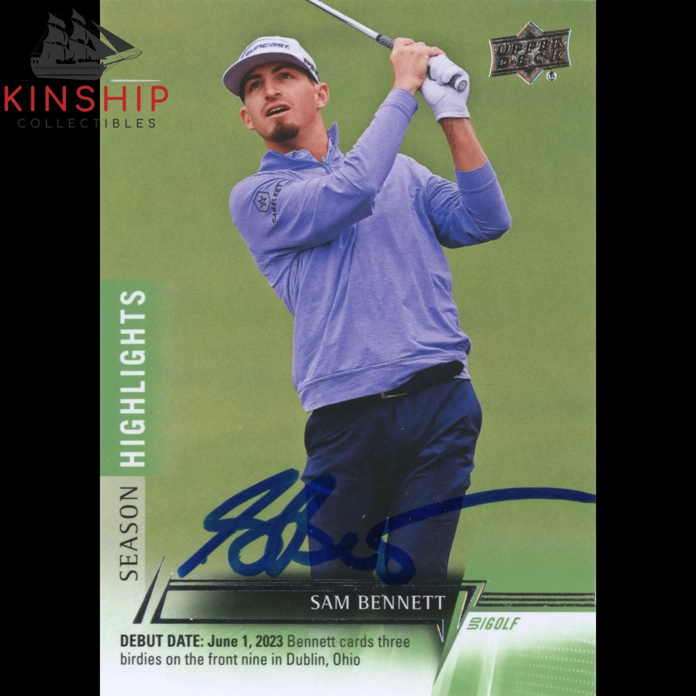 Sam Bennett signed 2024 Upper Deck Trading Card PGA Golf Auto R28