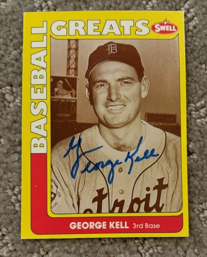 1991 SWELL BASEBALL GREATS GEORGE KELL SIGNED AUTOGRAPHED DETROIT TIGERS CARD COLLECTIBLE MEMORABILIA