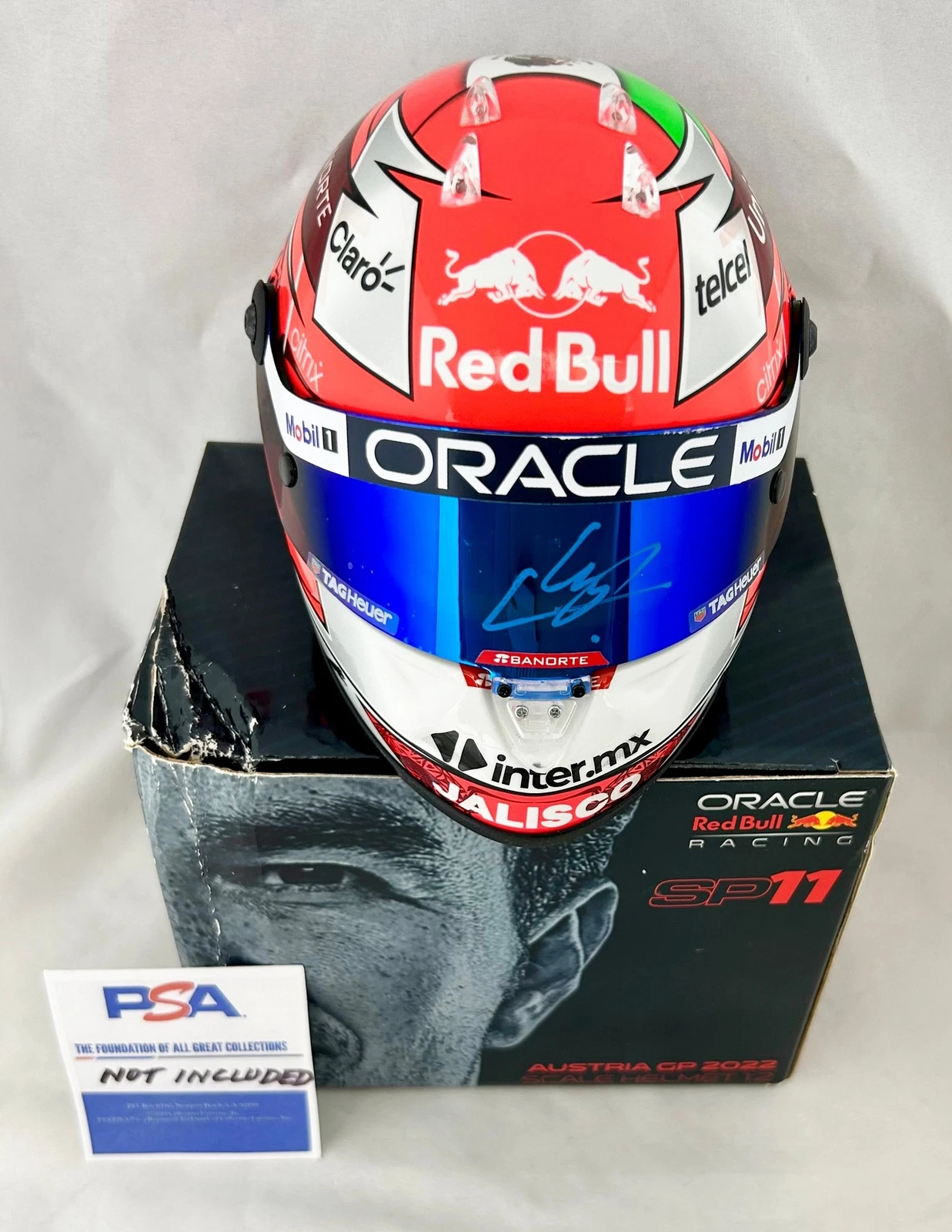 Sergio Checo Perez Signed Helmet 1:2 2022 Austria GP Red Bull F1 Formula 1 JS...
