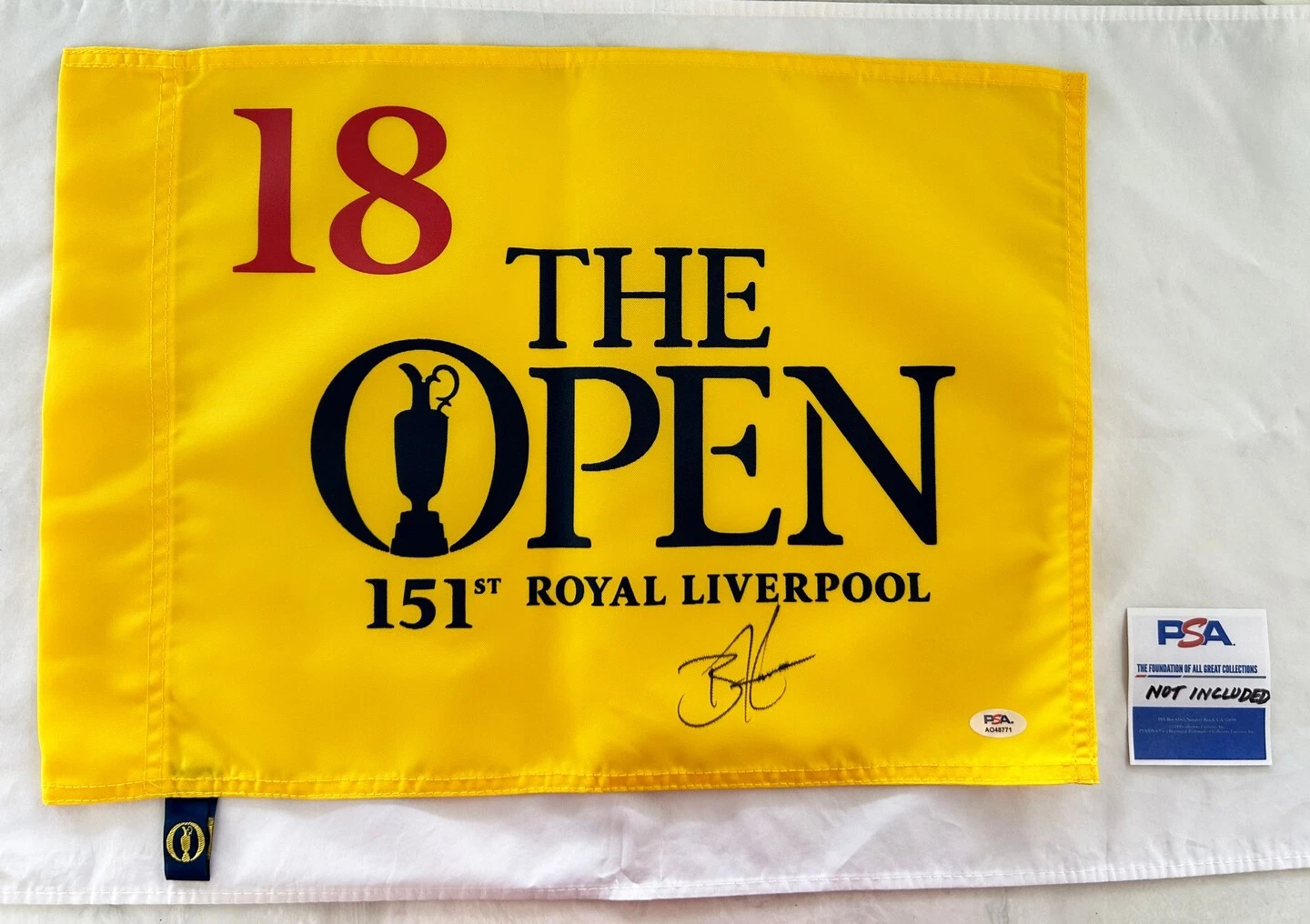 Brian Harman Signed 2023 Open Championship Flag 151st Royal Liverpool PSA/DNA...