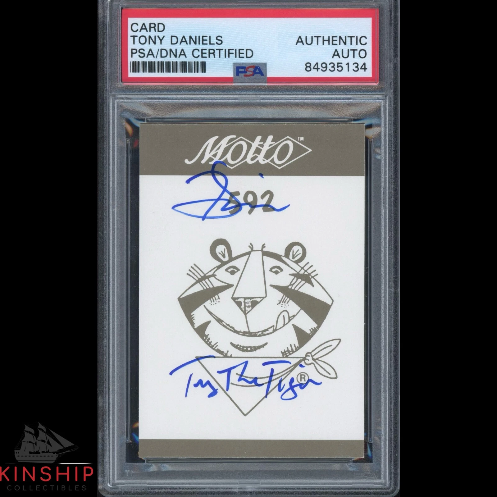 Tony Daniels signed 1987 Motto Tony the Tiger Card PSA DNA Slabbed Auto C2967