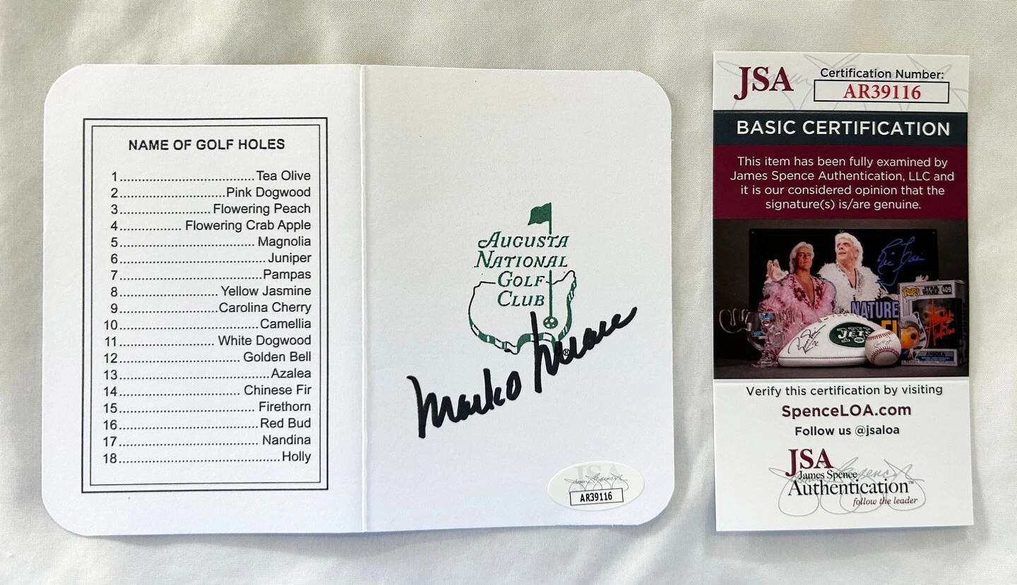 Mark O'Meara Signed Masters ScoreCard JSA 5 COA