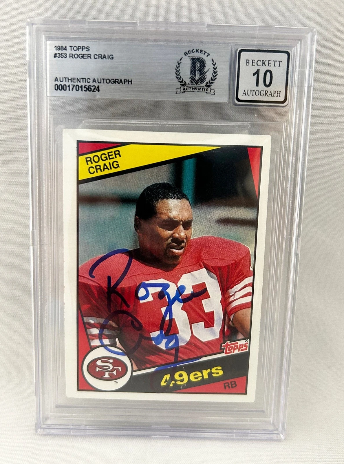 Roger Craig Signed Card 1984 Topps #353 Graded 10 Beckett BAS COA