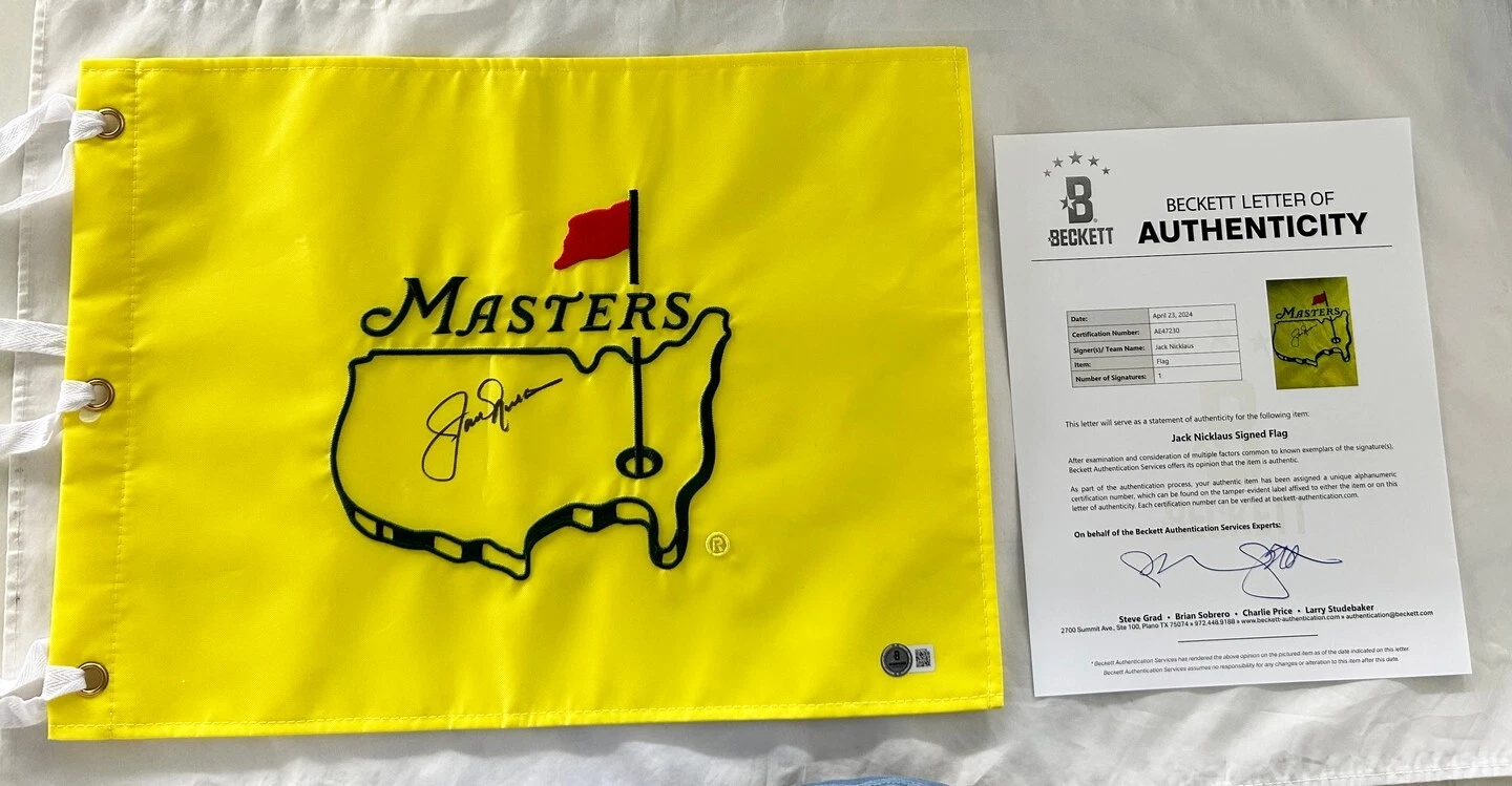 Jack Nicklaus Signed Masters Flag Beckett BAS COA